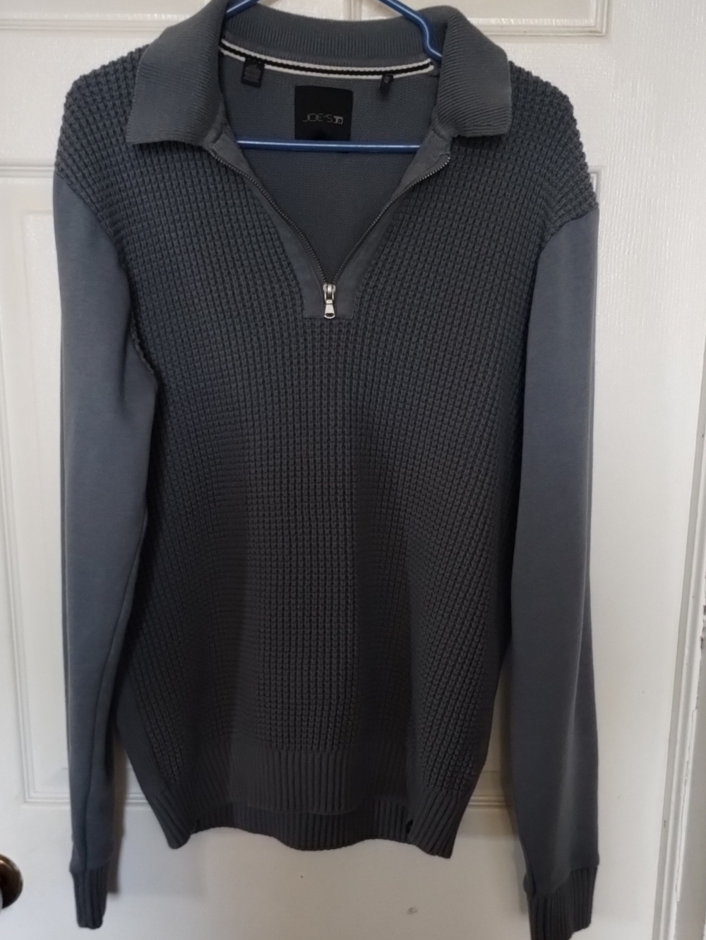 Joe's Jeans Grey/Blue Half-Zip Textured Knit Sweater.Large